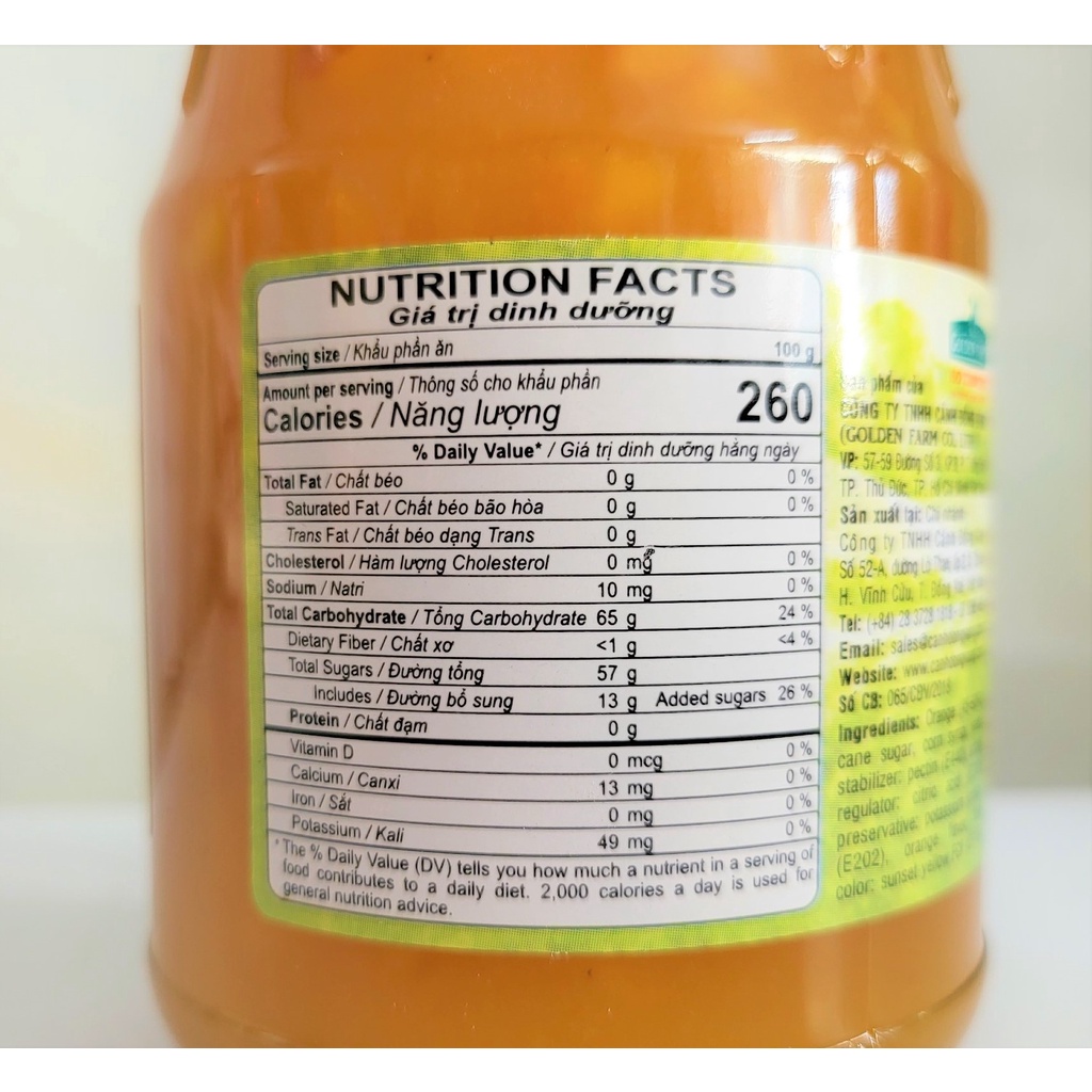 [Lọ 450g] MỨT CAM [VN] GOLDEN FARM Orange Marmalade (halal)