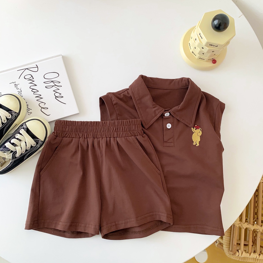 Set Áo Thun Polo Phối Quần Short Thời Trang Hè Cá Tính Dành Cho Bé 0-4 Tuổi