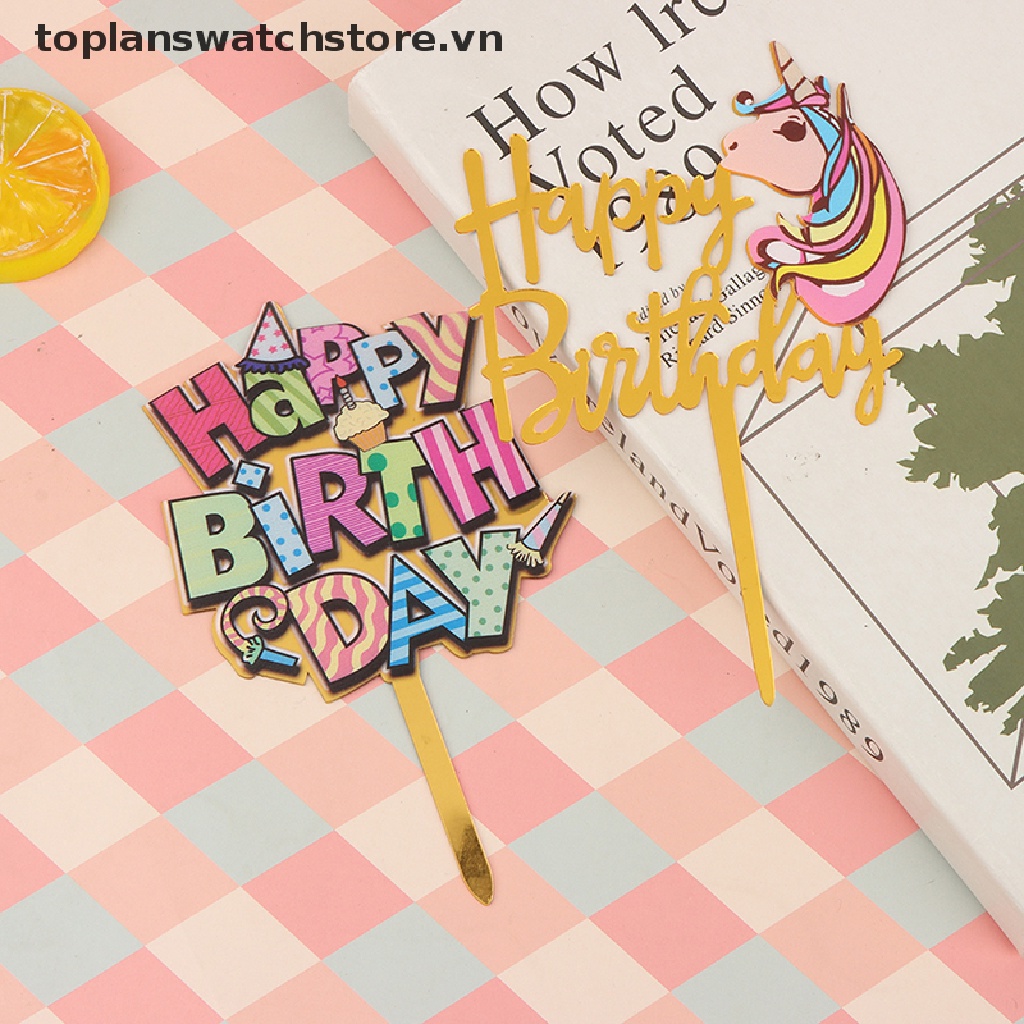 [toplanswatchstore] Topper Trang Trí Bánh Sinh Nhật Hình Hươu Cao Cổ Nhiều Màu Sắc Bằng Acrylic