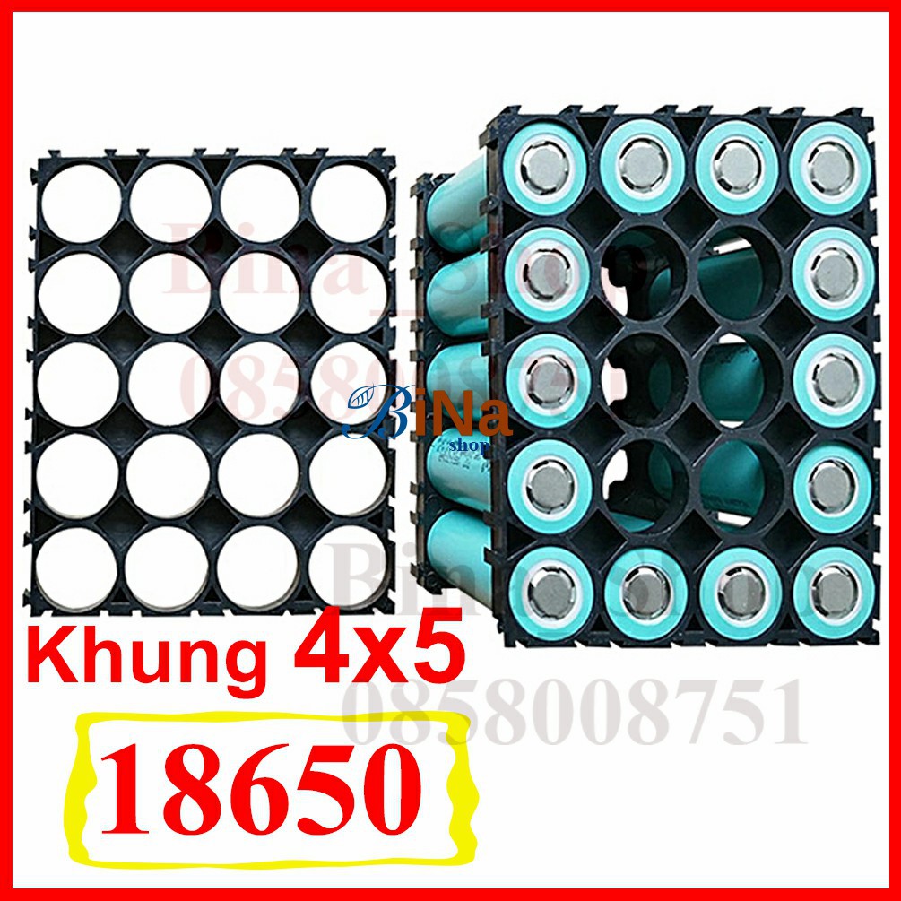 [2 cái] Khung pin 18650 3x5, 3x6, 4x5, 4x6 (tự chọn)