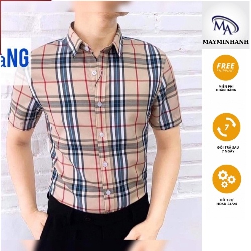 Áo sơ mi nam bbr cao cấp tay ngắn : , không nhăn, không xù , thoáng mát, thấm hút mồ hôi