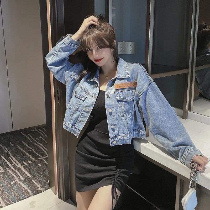 (sỉ) Áo khoác jean nữ xám xanh cao cấp form vừa 58Kg Brooklyn bao đẹp hình thật
