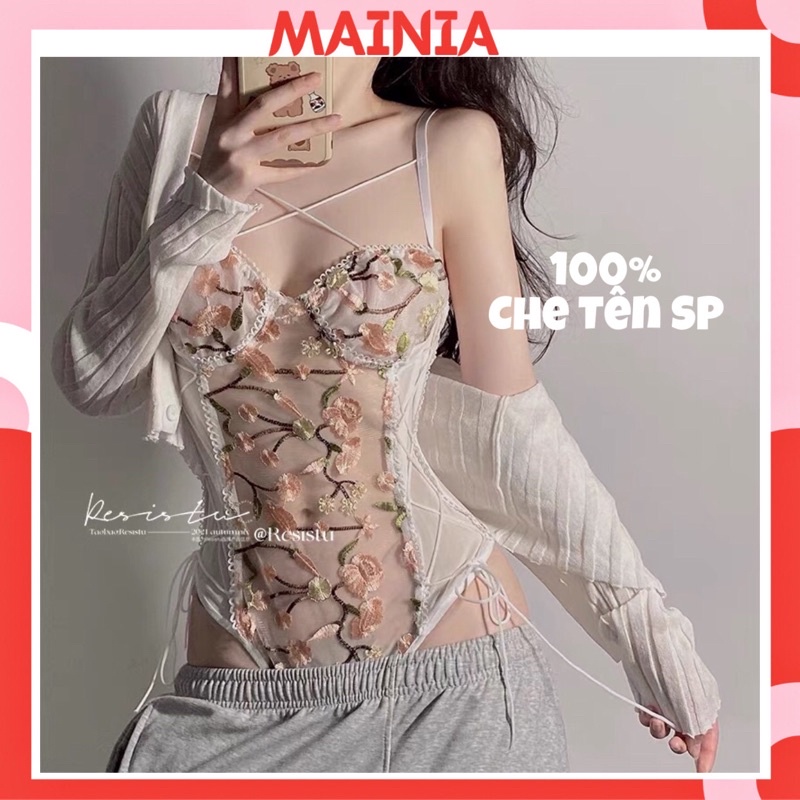 Bộ Đồ Ngủ Bodysuit Ren Hoa Thêu Nền Màu Trắng Hoa Hồng Bộ Đồ Lót Sexy Gợi Cảm Cao Cấp Mainia Shop