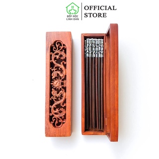 Hộp đựng đũa gỗ Hương tự nhiên_Chạm khảm tỉ mỉ_Hoa văn đa dạng [CTL745]