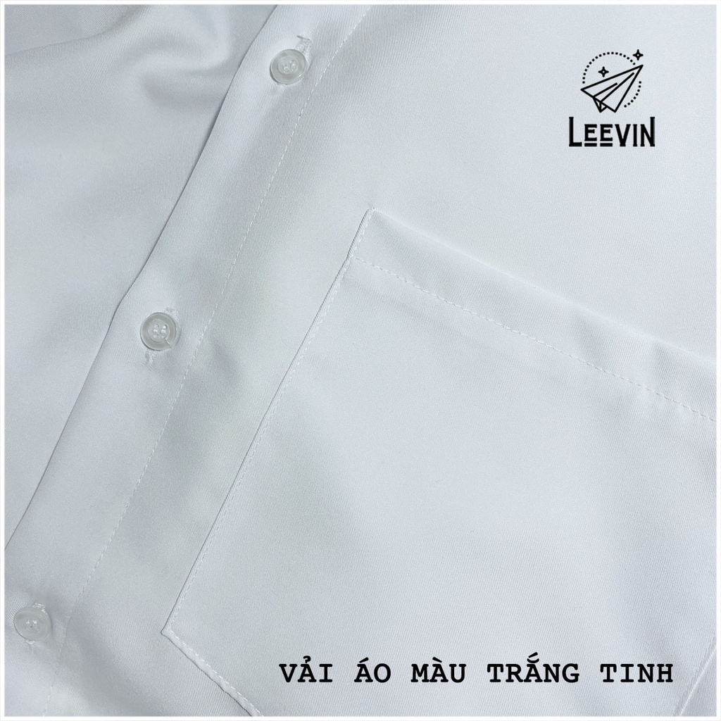 Áo Sơ Mi Dài Tay Nam Nữ Trơn Vải Hàn Basic Màu Trắng Và Đen - Kiểu sơ mi nam nữ Form rộng Hàn Quốc Leevin Store | BigBuy360 - bigbuy360.vn