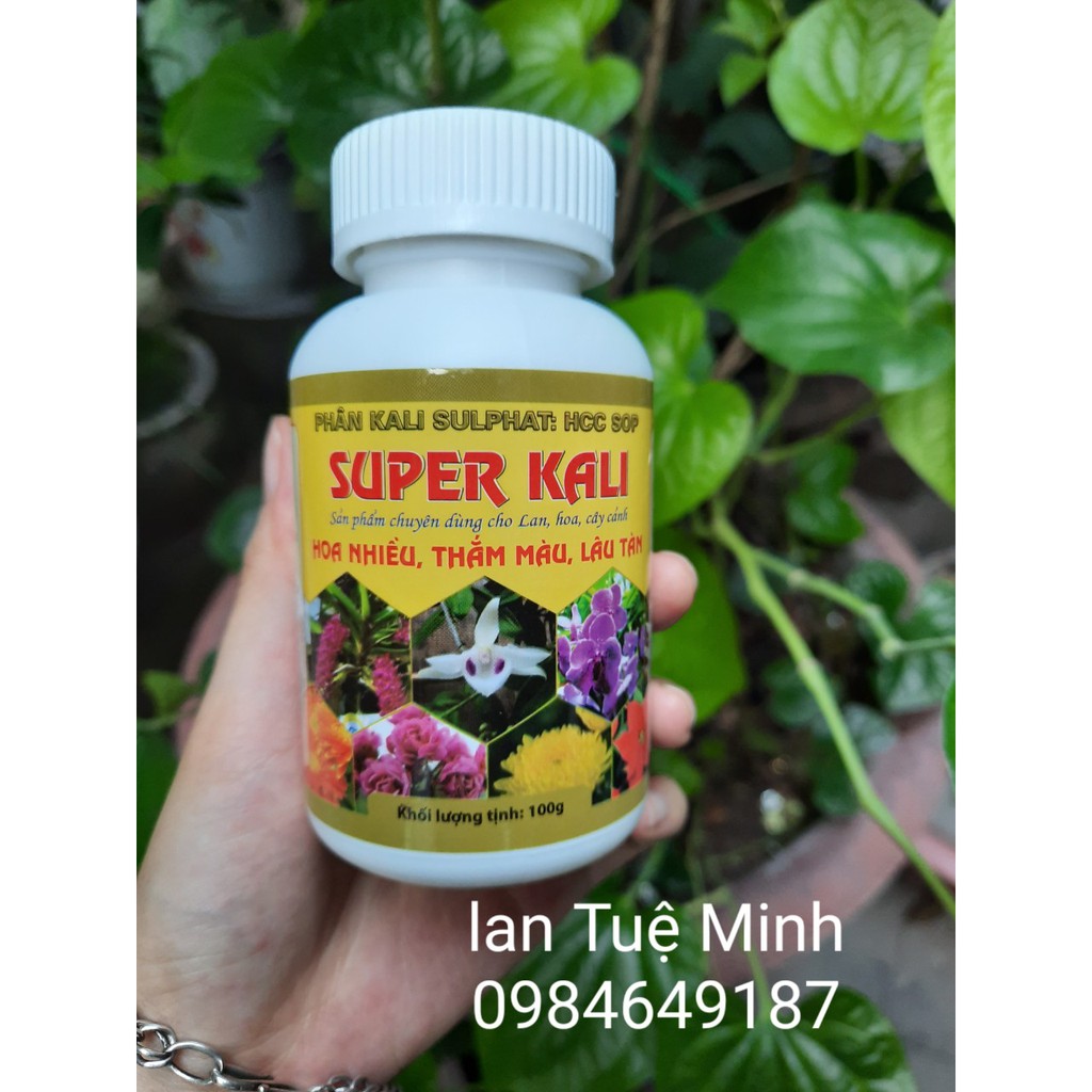 Phân bón Super kali - Kali sunphat hũ 100g, giúp cây nhiều hoa, thắm màu, lâu tàn, sản phẩm chuyên dùng cho hoa lan, cây