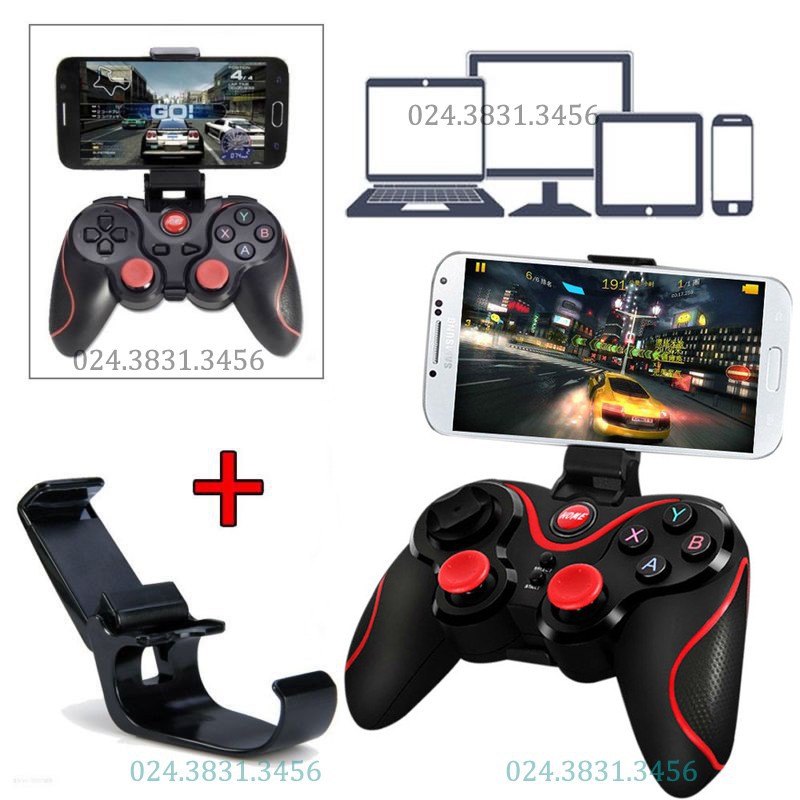 Tay cầm chơi game Bluetooth T3 TẶNG giá đỡ điện thoại  Wprooo