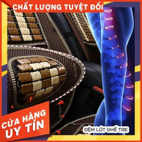 Bộ tấm lưới tựa lưng massage hạt gỗ lót ghế trên xe hơi, ô tô