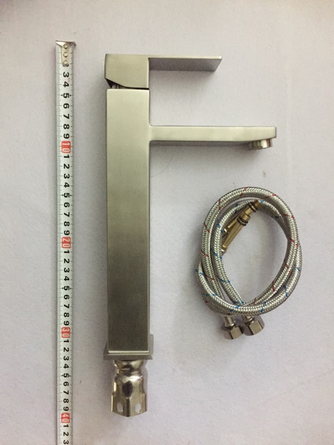 Vòi Lavabo 30 cm Vuông Nóng Lạnh Inox304