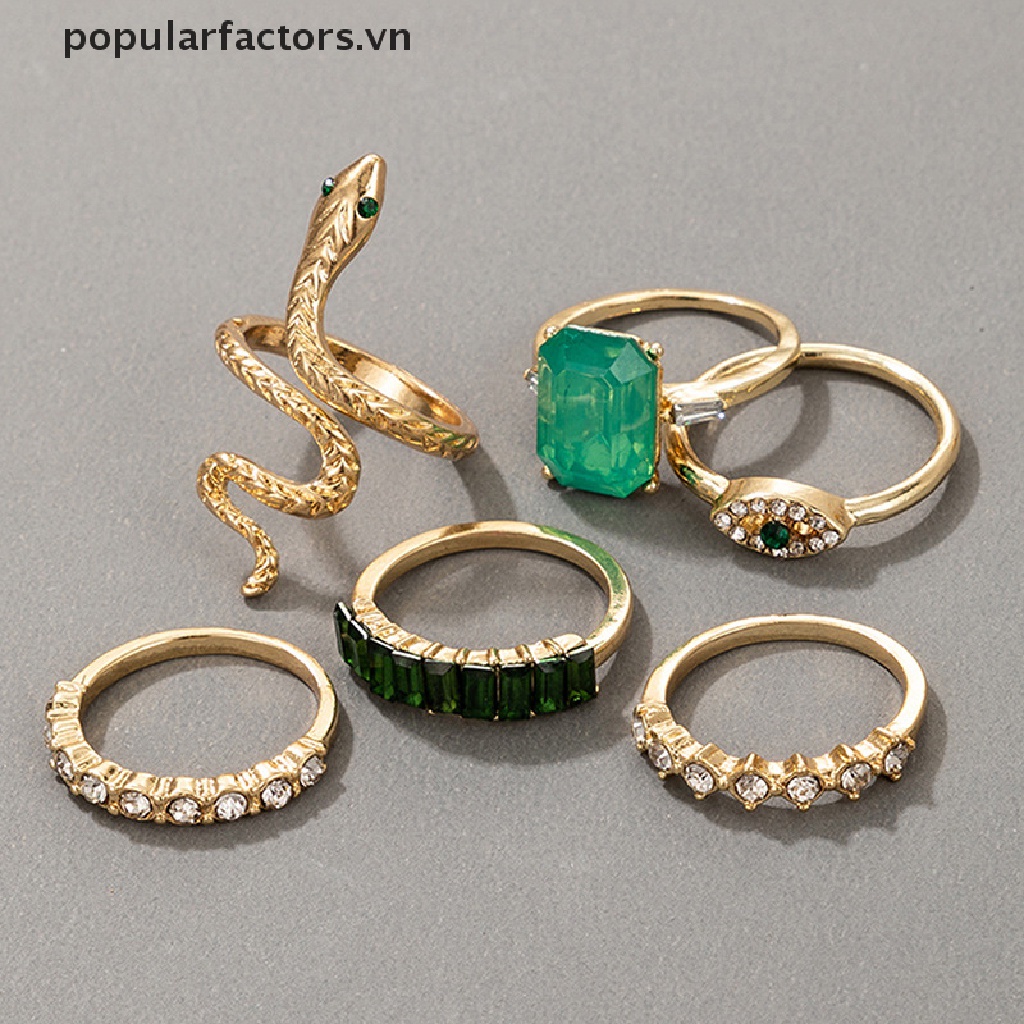 Set 6 Nhẫn Hình Rắn Đính Đá Sang Trọng Cho Nữ