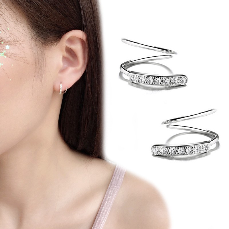 Khuyên tai Xoắn ốc Pha Lê màu bạc sang trọng cho nữ ANTA Jewelry ATJ3590