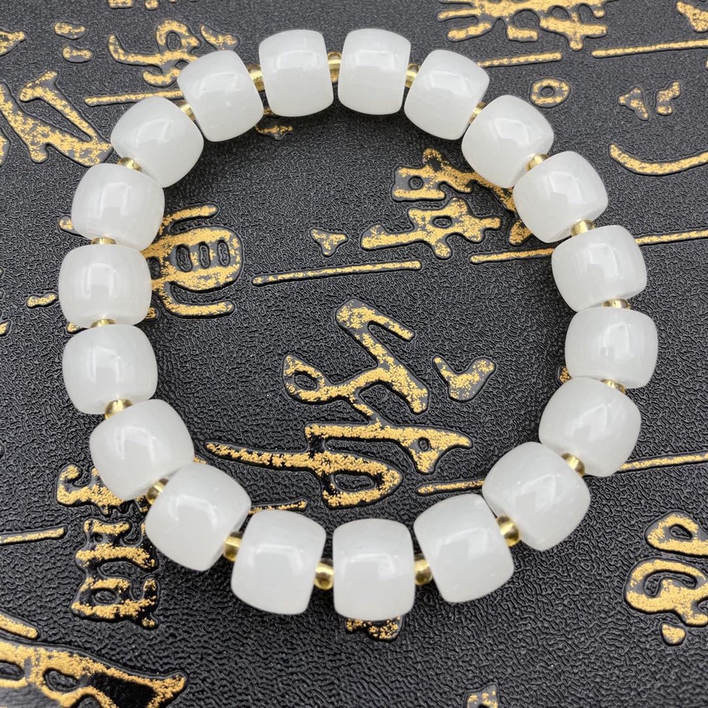 Vòng Tay Chuỗi Hạt Ngọc Bích Trắng Thời Trang Cho Cặp Đôi