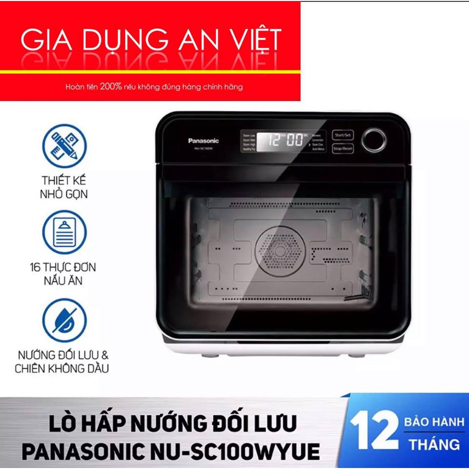 Lò Chiên Nướng Hấp Không Dầu Panasonic NU-SC100WYUE 15 Lít - Chiên không dầu giảm 80% lượng mỡ tiêu thụ - Kết hợp cả hấp