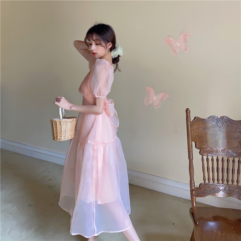 (CÓ SẴN) Váy hồng satin bồng bềnh công chúa ngọt ngào (Kèm ảnh thật)