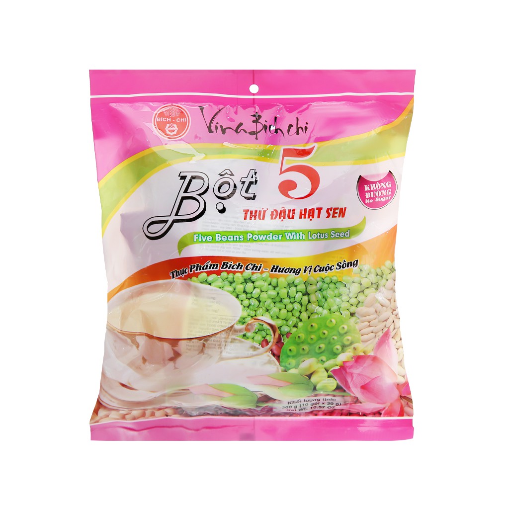 Bột 5 thứ đậu Hạt Sen Bích Chi không đường 300g/bịch