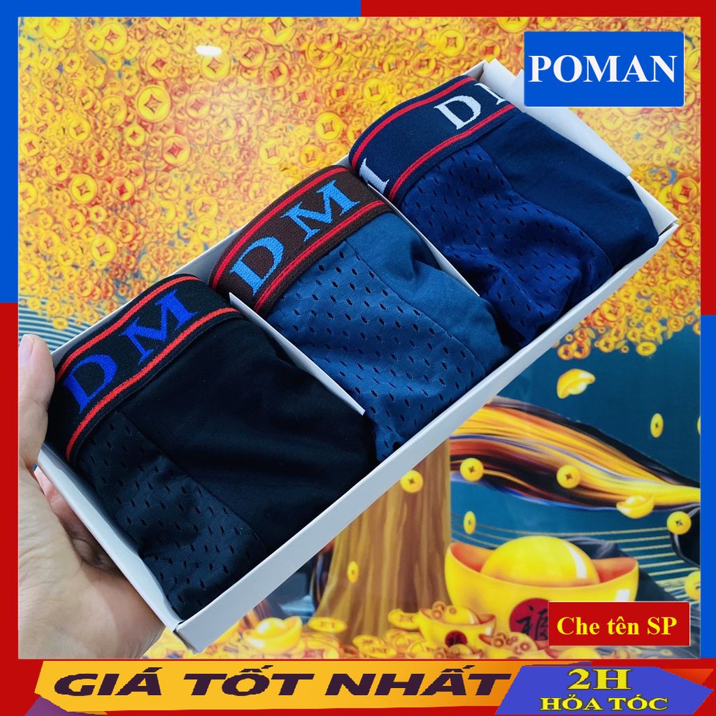 Quần sịp nam thông hơi DM , quần lót nam tam giác chất liệu cotton 4 chiều ST02-POMAN