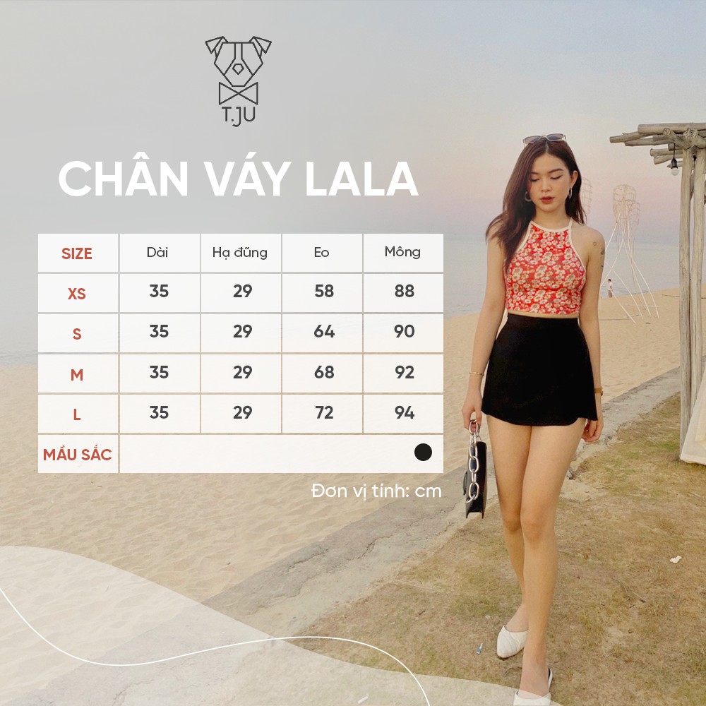 Chân váy ngắn lưng cao. Chân váy dáng A xẻ tà màu đen có lót trong phong cách ulzzang Hàn Quốc, thiết kế T-Ju (cv lala) | BigBuy360 - bigbuy360.vn