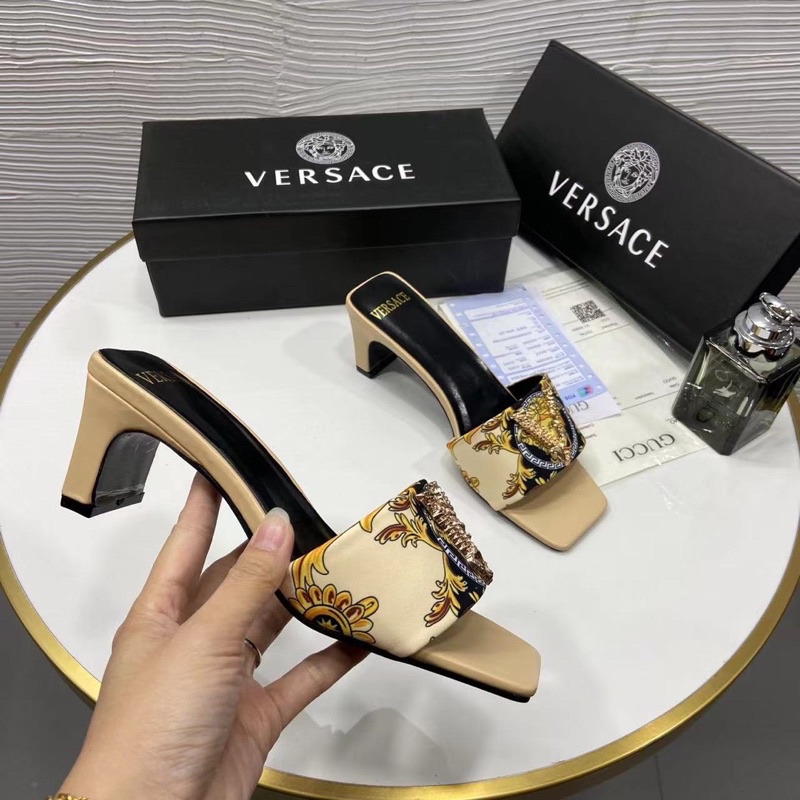 Guốc versace quai hoạ tiết gót dẹt fullbox