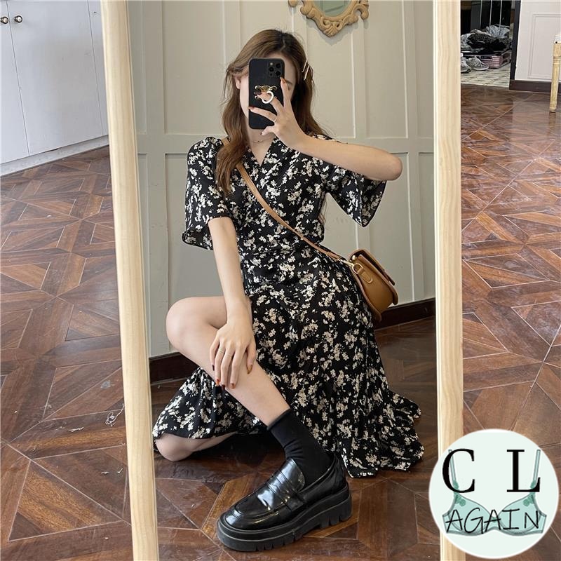 Đầm Dài Qua Gối Dáng Chữ A In Họa Tiết Hoa Thời Trang Mùa Hè Xinh Xắn Cho Nữ