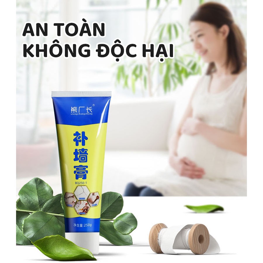 Keo Vá Tường Chống Thấm Tuýp 250gr - Trám Trét Xóa Vết Nứt, Tróc Sơn Trên Tường - Chống Ẩm Mốc, Làm Sạch Tường