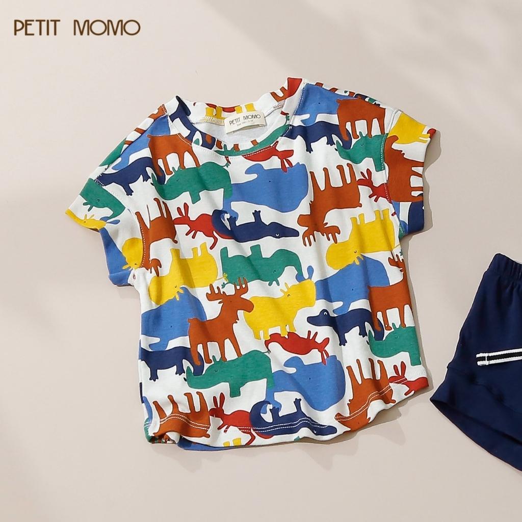 Áo Thun Cộc Tay Cho Bé PETIT MOMO Chất Thun Cotton Mát Lạnh Họa Tiết Dễ Thương H187.1