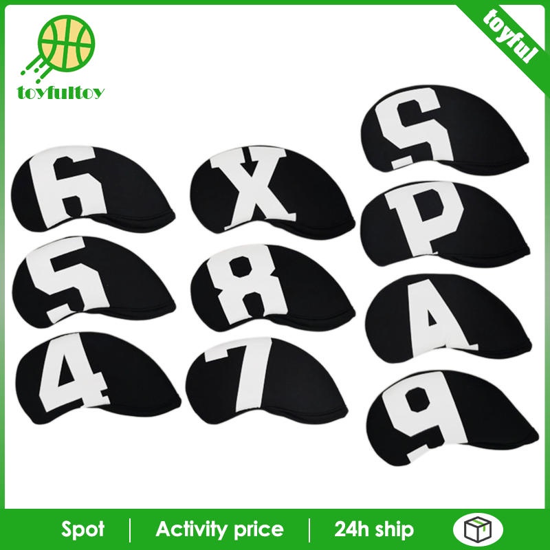 Set 10 Vỏ Bọc Đầu Gậy Đánh Golf 4,5,6,7,8,9,A,x Màu Trắng