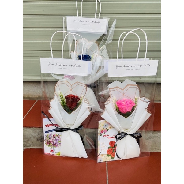 [QUÀ TẶNG SINH NHẬT-QUÀ20/10-20/11- 8/3]_ Sỉ 10 sét  1 bông Hồng nhũ cao cấp bọc tim kim cương