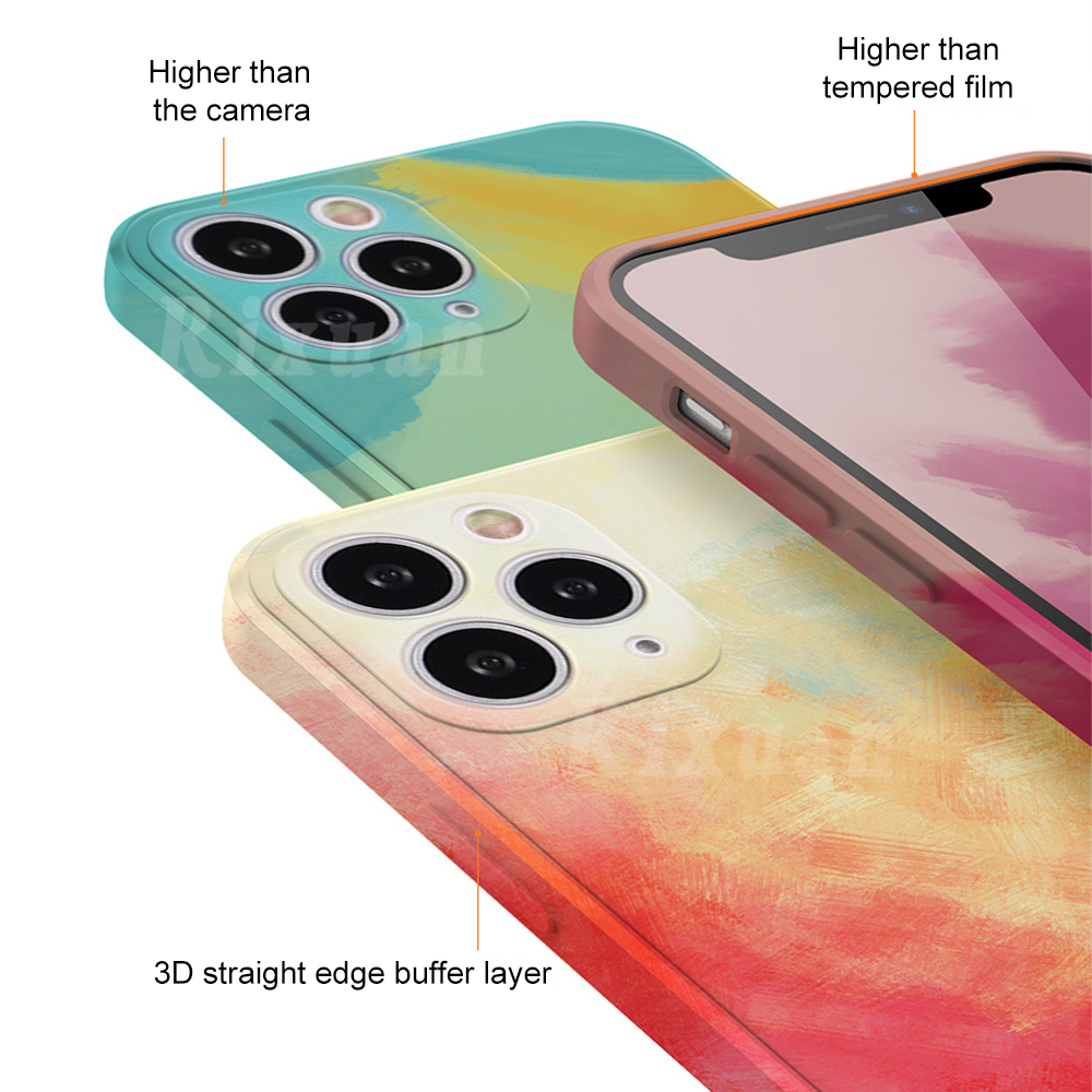 Ốp Điện Thoại Màu Nước Bảo Vệ Camera Cho Samsung Galaxy A03S A12 A11 A10 A10S A50 A50S A30S A51 A71 Samsung J7 Prime