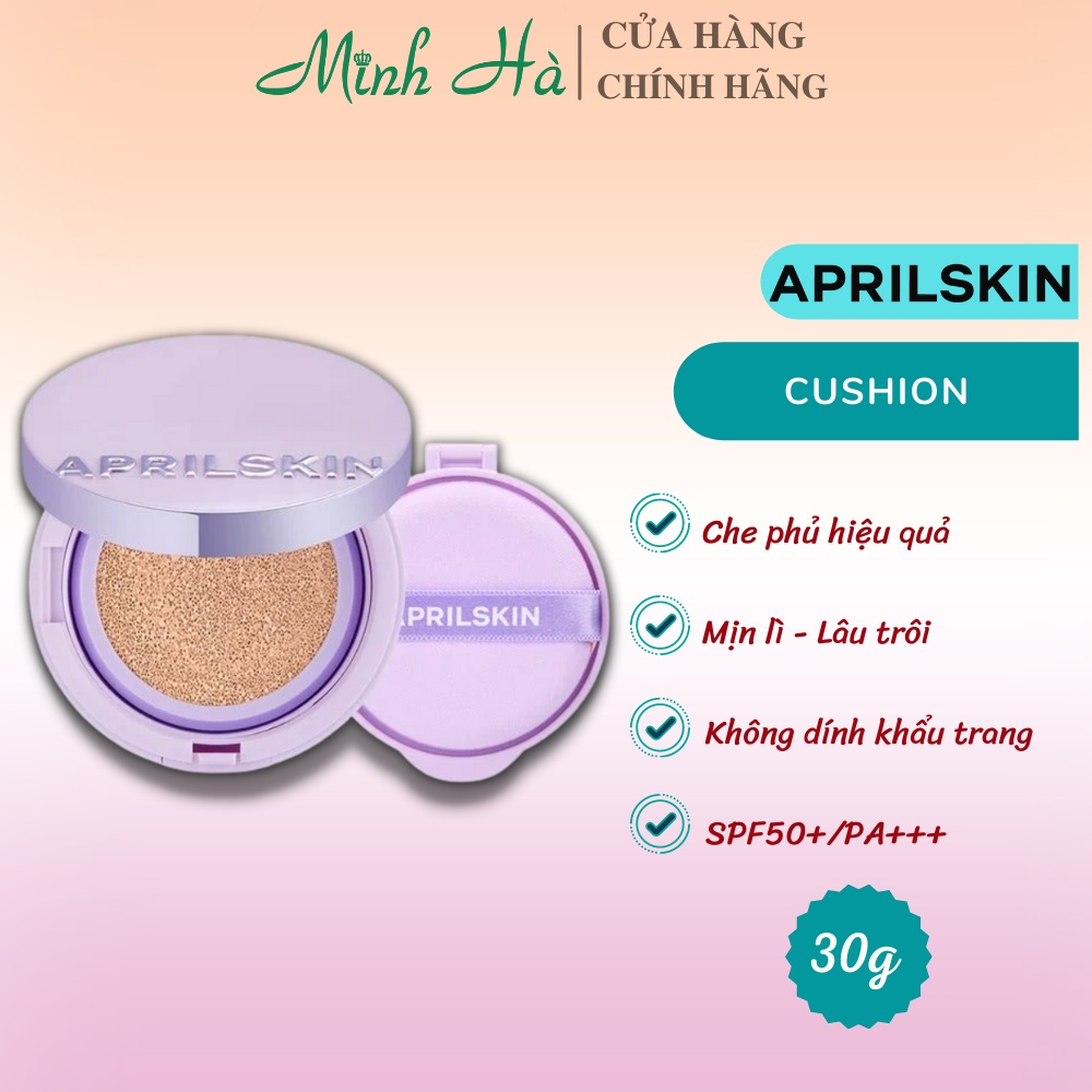 Phấn nước Aprilskin Ultra Slim Cushion 30g ( kèm lõi refill ) giúp lưu giữ lớp nền đến 9h