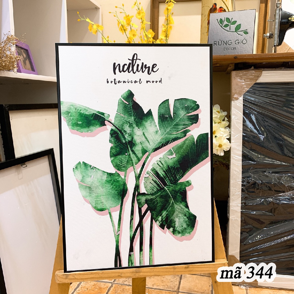 Khung tranh vải canvas hình lá đẹp cỡ 30x45 ( tranh kèm khung y hình )