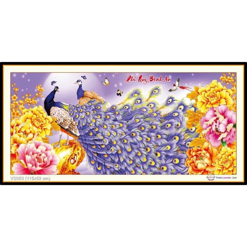 Tranh Đính Đá CÔNG PHÚ QUÝ BÌNH AN (ĐÁ ACB CAO CẤP). Kích Thước: 1m15 x 52cm
