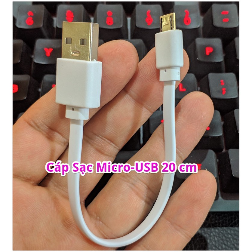 Cáp Sạc Micro USB Loại Ngắn 20 Cm (Dẹt)