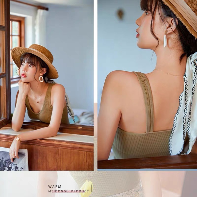 Áo lót nữ bra len tăm hàn mặc kết hợp với vest khoác ngoài rất hot 2020 | BigBuy360 - bigbuy360.vn