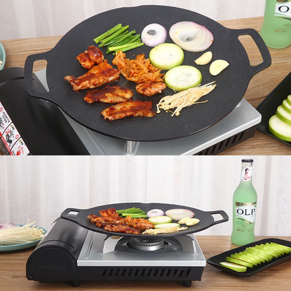 Chảo Đá Tròn Nướng Thịt Bbq Không Dính Phong Cách Hàn Quốc