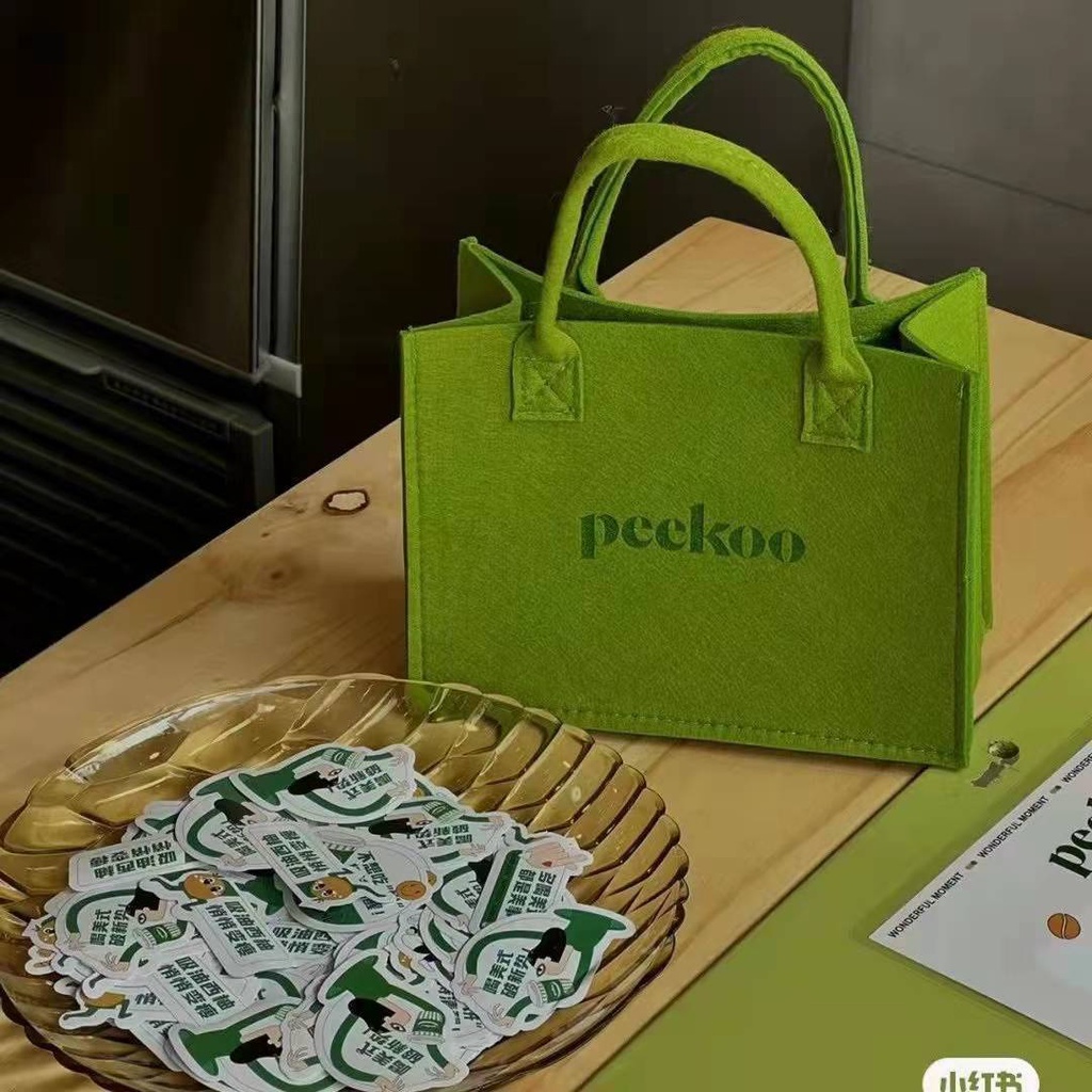 Túi Tote Đeo Vai Vải Nỉ Màu Xanh Lá In Chữ Đơn Giản Thời Trang