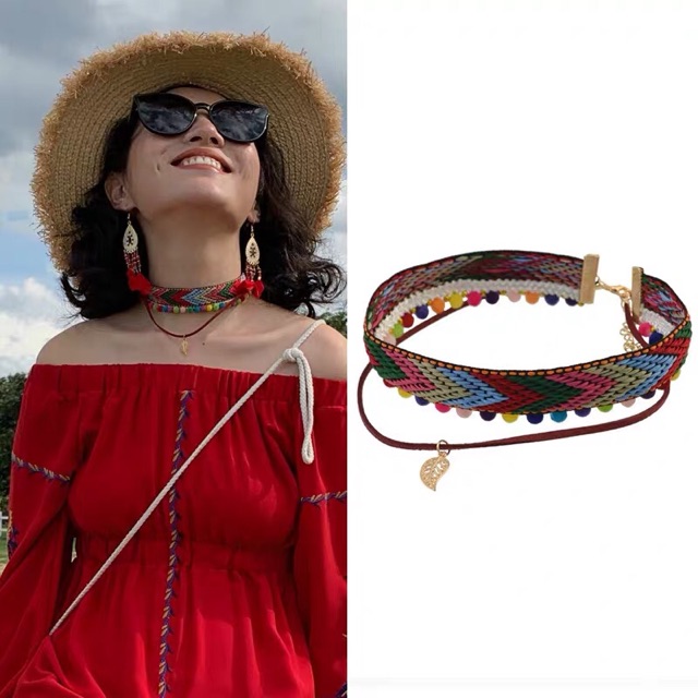 Vòng cổ bohemian - Choker thổ cẩm