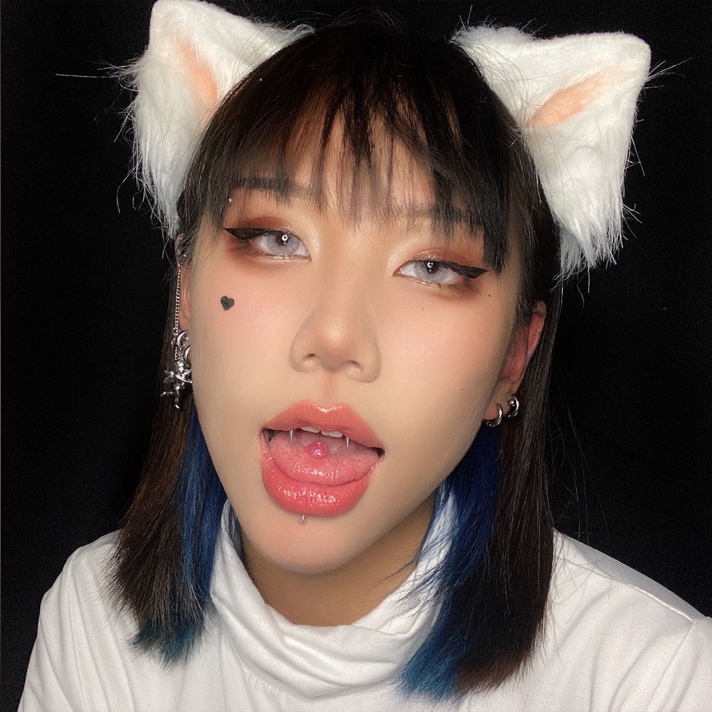 Khuyên lưỡi bằng thép titan không gây dị ứng thiết kế thanh ngắn dễ thương