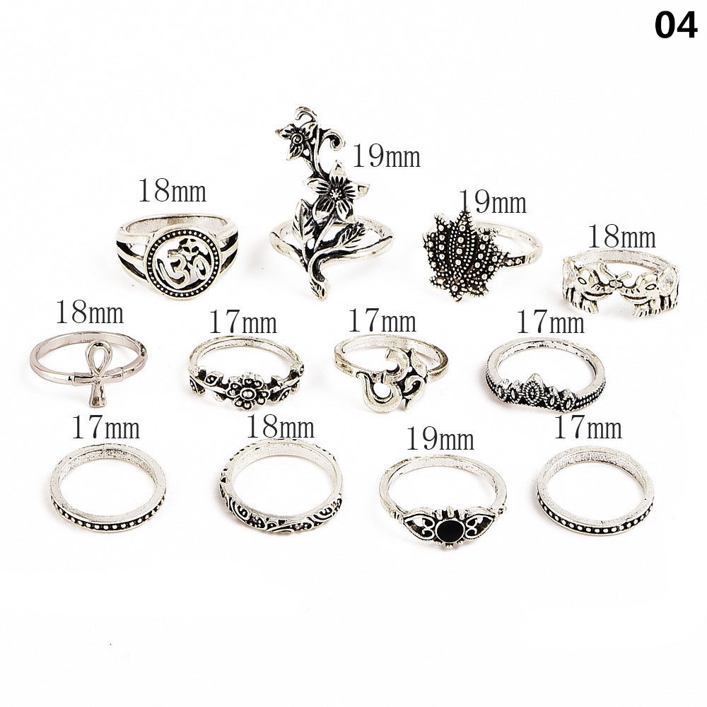 Bộ 11 / 12 / 13 / 16 nhẫn đeo đốt ngón tay phong cách boho cổ điển thời trang cho nữ