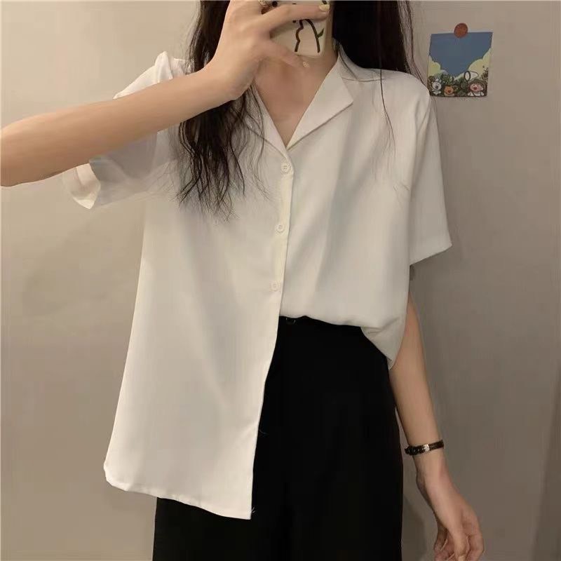 Áo sơ mi nữ màu trắng cộc tay kiểu cổ vest dễ mặc Vestcoc89_