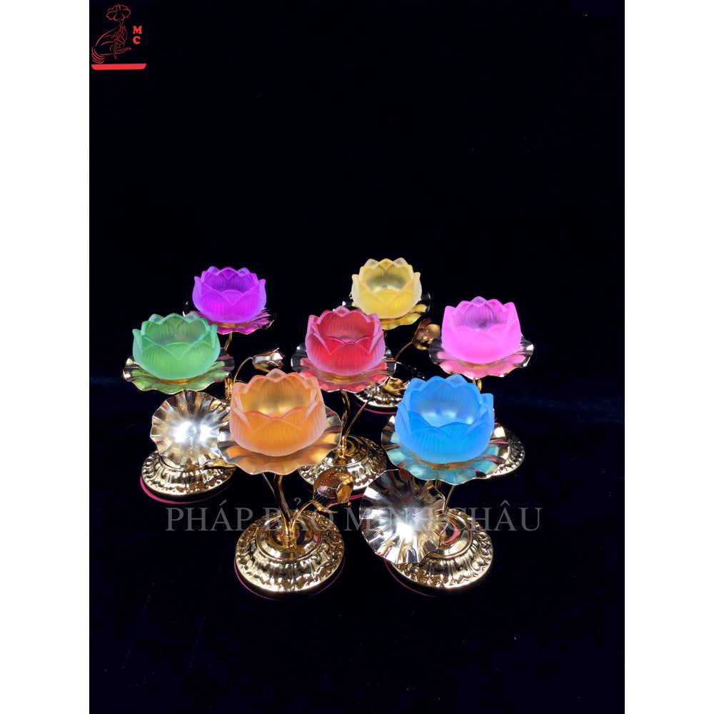 Đế nến sen thủy tinh hợp kim 7&quot;