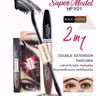 Chải mi mascara 2 đầu sivanna colors super model dual max-volume double extension mascara