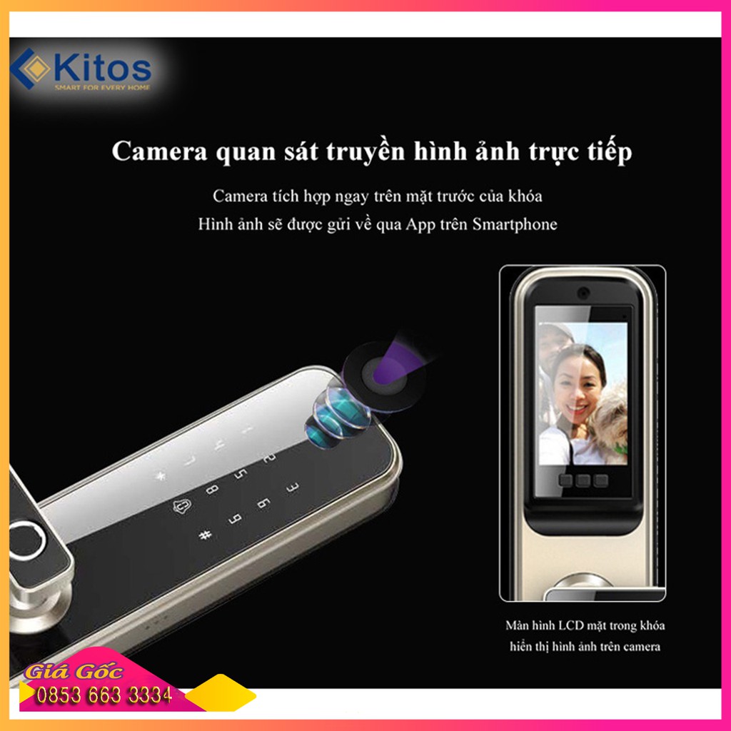 Khóa vân tay camera KITOS X3, Khóa cửa vân tay tự động, Khóa điện tử thông minh có Chuông hình nhập khẩu chính hãng