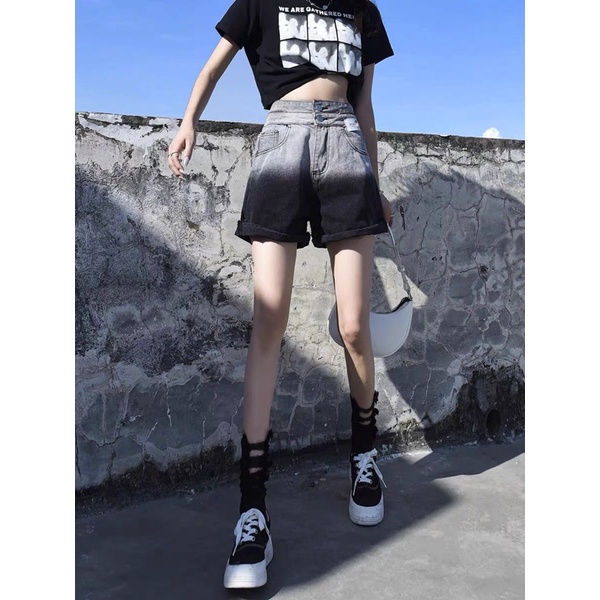 quần sooc jeans Quàng Châu đen xám