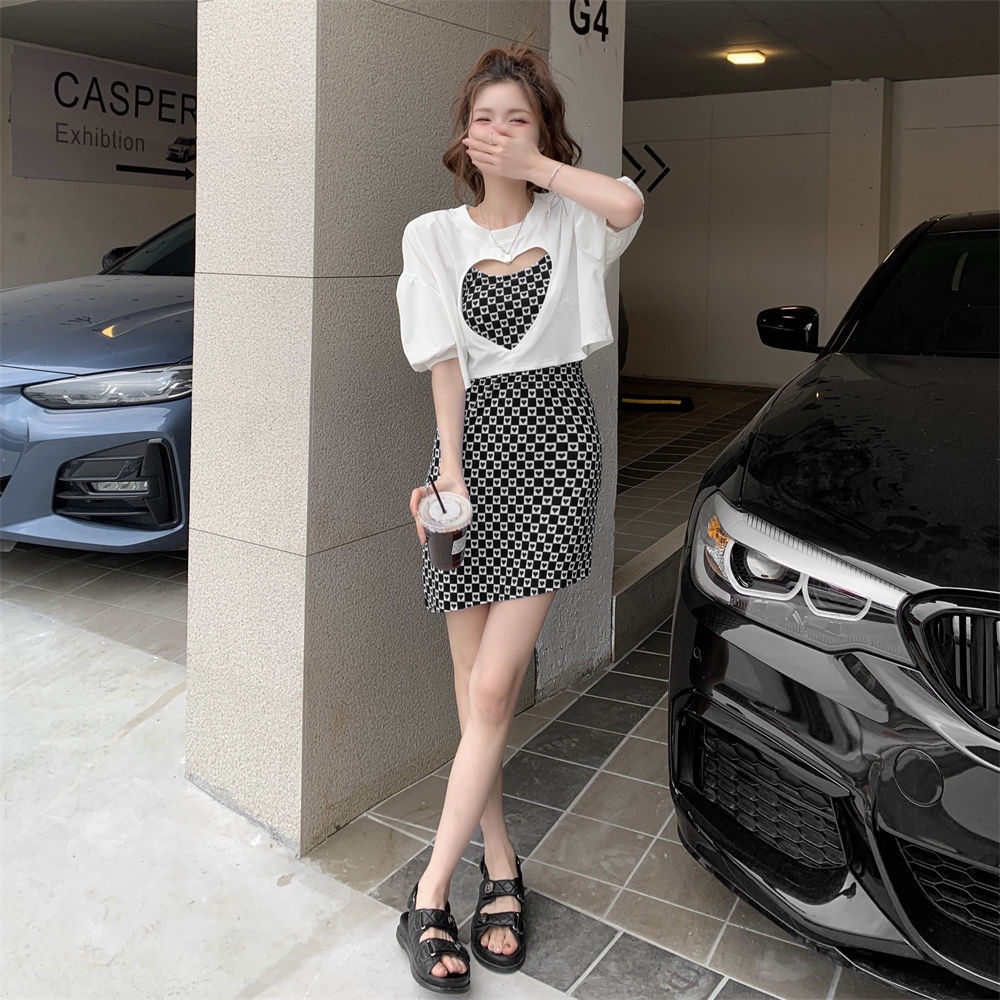 COZOK Đầm Hai Dây Họa Tiết Sọc Caro Phong Cách Hàn Quốc Thời Trang Xuân Hè Cho Nữ