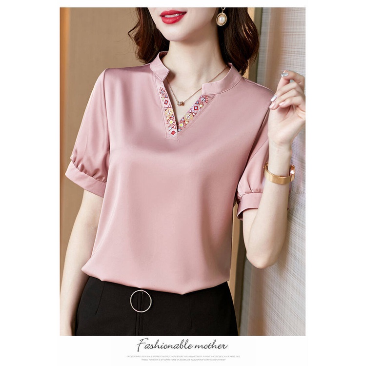 Áo Sơ Mi Cổ V Tay Ngắn Dáng Rộng Thời Trang Mùa Hè Tinh Tế Cho Nữ 2022 | BigBuy360 - bigbuy360.vn