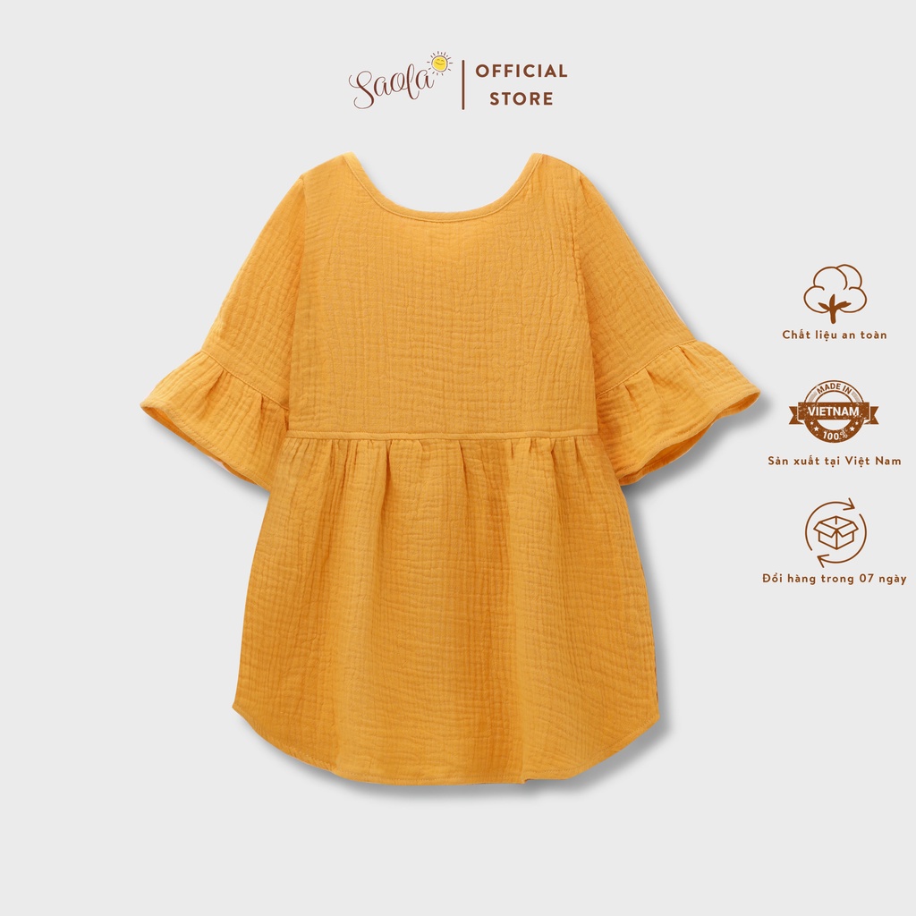 Váy Bé Gái Tay Loe Cổ Tròn - DRM008 - SAOLA KIDS CLOTHING