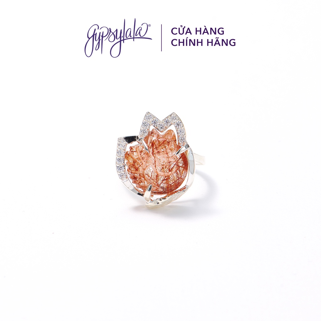 Nhẫn Bạc 925 Hồ Ly Đá Thạch Anh Tóc Nâu Đỏ Thiên Nhiên Phong Thủy May Mắn Tài Lộc SP003828 Gypsy.lala
