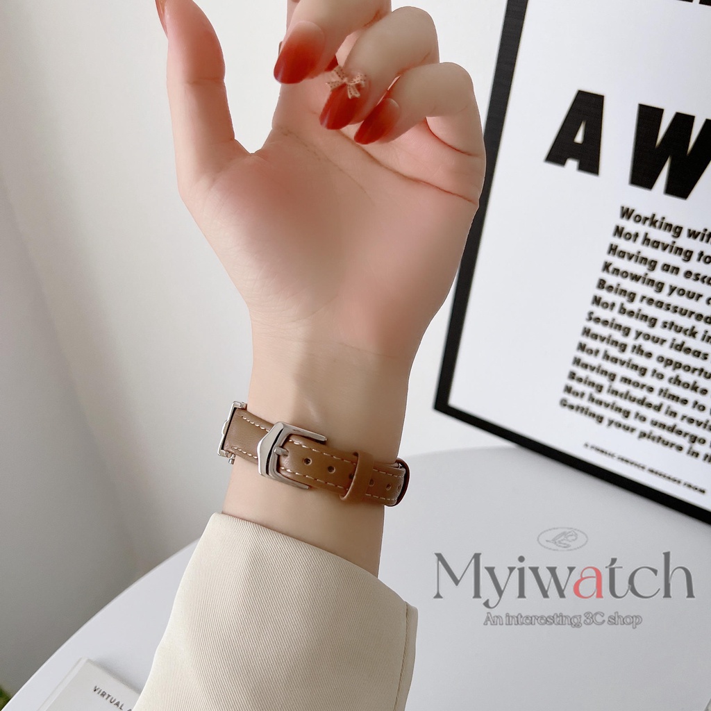 Dây Da Đeo Đồng Hồ 41mm 45mm 40mm 44mm 38mm 42mm iwatch Series 8 7 SE 6 5 4 3 2 1