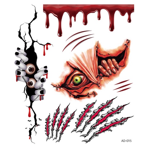 1 Hình Xăm Dán Kinh Dị Trang Trí Halloween