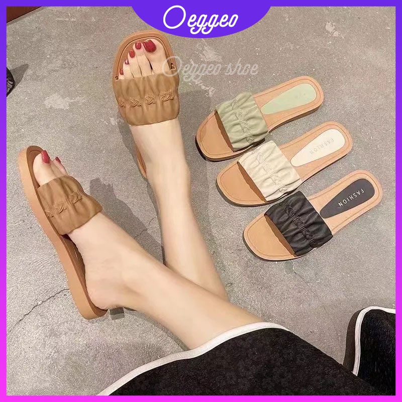 Oeggeo shop Dép Xỏ Ngón Đế Bệt Xếp Ly Dành Cho Nữ